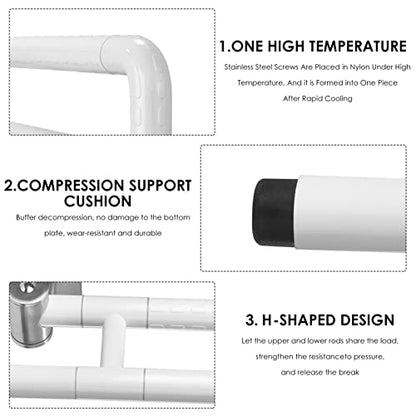Flip-Up Safety Handrails Anti-Slip Stainless Steel Folding Bathroom Grab Bar 24Inch Bathtub Handle Toilet Support Assist for Elderly Disabled Pregnant Woman,White - color: White