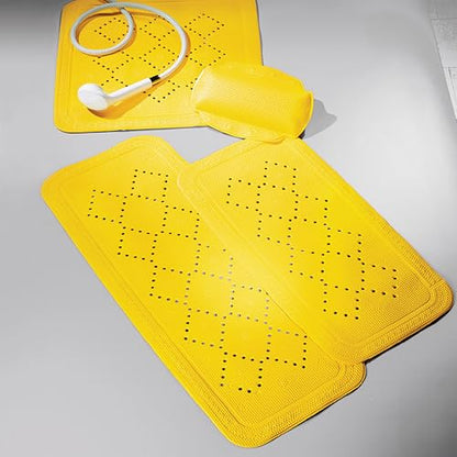Spirella - Alaska Bath Cushion with 8 Suction Cups Antibacterial - Non-Slip Washable - Yellow - 23 x 32 cm - color: Yellow, size: 23 x 32 cm