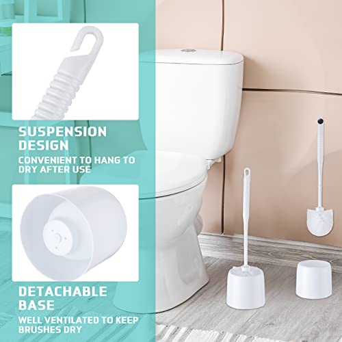 Roshtia 6 Sets Toilet Brush and Holder Set for Bathroom Cleaning Toilet Bowl Brush Scrubber with Caddy for Cleaning, 14.57 Height(White) - color: White