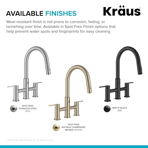 KRAUS Oletto Touchless Sensor Bridge Kitchen Faucet with Pull-Down Sprayhead in Matte Black, KSF-3122MB - color: Matte Black, style: Bridge Touchless Faucet