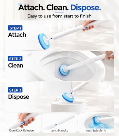 Disposable Toilet Brush and Holder Set with 48 Refills, Toilet Bowl Cleaner | Value Pack;Built-In Cleaner;Cleaner & More Hygienic;Hands-Free Disposal;Fresh Bathroom