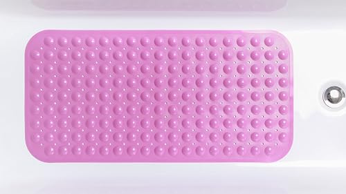 Large Non-Slip Bathtub & Shower Mat 31”x16” (Smooth/Non-Textured Tubs Only) Safe, Clean, Machine-Washable, Superior Grip&Drainage, Vinyl, Opaque Pink - color: Opaque Pink, size: Large (31"x16")