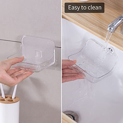 Soap Dish 2 Pack Soap Holder Plastic Adhesive Soap Holder for Shower Wall, Bathroom, Tub and Kitchen Sink, Drill- Free and Clear - color: 2 Pack Soap Dish