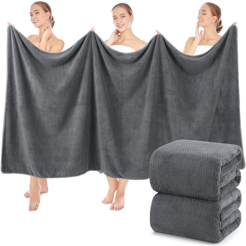 SmoothNovelty 2 Pcs Oversized Bath Towels 40 x 80 Inch, Extra Large Bath Sheets Microfiber Lightweight & Quick Dry, Jumbo Shower Towels for Adults Beach, Gym, Pool, Spa, Travel (Dark Gray) - color: Dark Gray