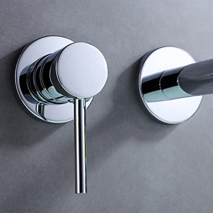 SUMERAIN Wall Mount Bathroom Faucet in Chrome Single Left-Handed Handle | Modern Design, 2 Holes, Includes Rough-in Valve - color: Chrome, size: Left-Handed