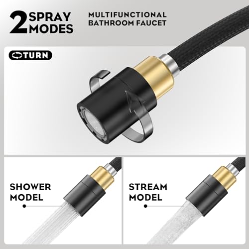High Arc Bathroom Sink Faucet with Pull Down Sprayer, Tall Matte Black Single Handle Pull Out Faucet with Pop-Up Drain, 1 or 3 Hole Laundry Bar Basin Faucet with Deck Plate WE10CL-ZY-MB - color: Matte Black