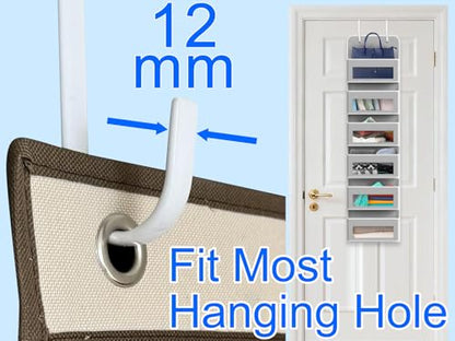 Single Over Door Steel Hooks 10 Pack Fit 1-3/8" Door 5.5" White | Plastic Coated Rubber Feel Towel Rack Robe Coat Shoe Wreath Hanger No Damage No Scratch for Bathroom Heavy Duty Thin Top