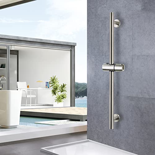 Brushed Nickel Shower Slide Bar, Bathroom Shower Slide Bar with Adjustable Handheld Shower Holder, Stainless Steel Slide Slide Bar Wall Mount Sliding Bar - color: Brushed Nickel