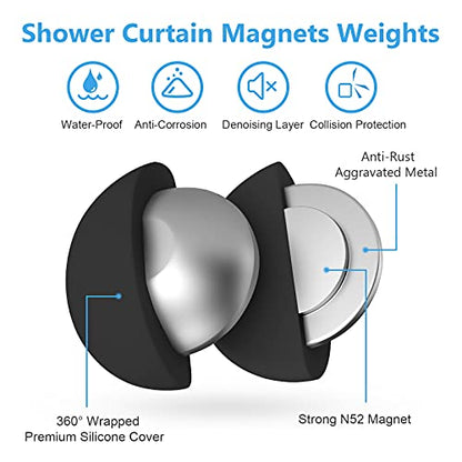 VANZAVANZU 3 Pairs Shower Curtain Weights, Silicone Wrapped Magnets, Heavy Duty Magnets Prevent Curtain Liner from Blowing, Rust-Free, Black - color: Black, size: 1.2"W x 1.2"L (Pack of 3)
