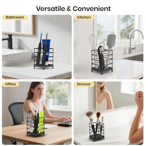 Toothbrush Holders with Quick Drying Mat—Black DiatomiteToothbrush and Toothpaste Holder for Bathroom—3 Slots Openwork Design Bathroom Counter Organizer for Electric Toothbrush,Razor, Toothpaste - size: Small