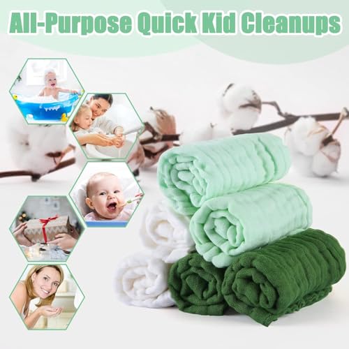 Cotton washcloths, face Cleaning Cloths,Bath Small Towels,6 Pack, 12x12 Inches - color: Green
