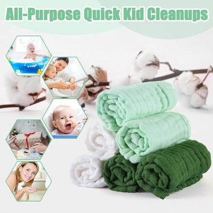 Cotton washcloths, face Cleaning Cloths,Bath Small Towels,6 Pack, 12x12 Inches - color: Green