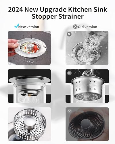 3 in 1 Kitchen Sink Drain Strainer [304 Stainless Steel Pop Up] Anti-Clogging Kitchen Sink Drain Stopper Stainless Steel Efficiently Drainage Odor Filter Sink Plug for Us Standard 3-1/2 Inch - style: SUS304 Drain Strainer-1Pack