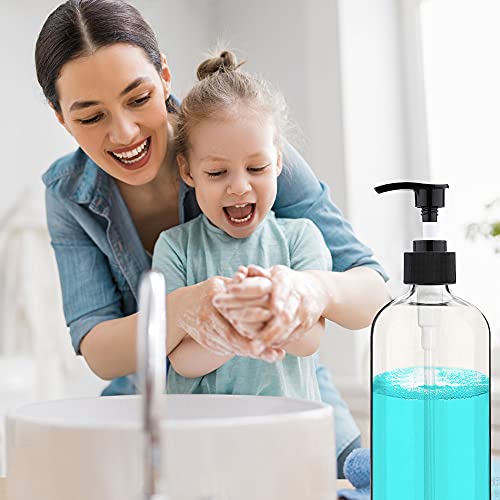 Clear Soap Dispenser with Rust Proof Pump, Waterproof Labels (1 Pack,16.9 Oz), Plastic Hand Soap Dish Soap Dispenser for Kitchen Bathroom - color: Clear 1 Pack