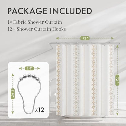 AmazerBath Boho Shower Curtain, Boho Cloth Shower Curtain with 12 Hooks, Hotel Quality Washable Rustic Farmhouse Polyester Fabric Bathroom Shower Curtain Set, 72x72 Inches - color: D- Boho Haven+12 Metal Hooks, size: 72"W x 72"L (Pack of 1)