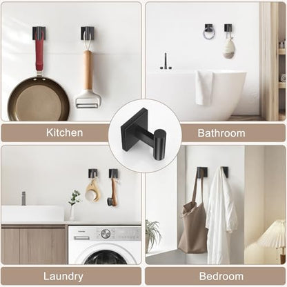 Towel Ring Set 4 Piece Bathroom Hardware Set Includes Towel Ring 2 Towel Hooks and Toilet Paper Holder Stainless Steel Wall Mounted (Matte Black) - color: Matte Black, size: Set D
