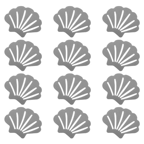 PATIKIL 12 Pcs Non Slip Bathtub Stickers, Anti Slip Shower Stickers Bathroom Shower Floor Decals Sea Shell Shape Cute Treads Tubs, Gray - color: Gray