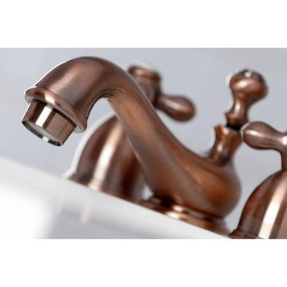 Kingston Brass KS3955AX Restoration Mini Widespread Lavatory Faucet with Metal Cross Handle, Oil Rubbed Bronze, 4-Inch Adjustable Center - color: Oil Rubbed Bronze