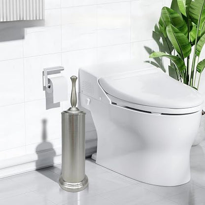 Brushed Nickel Toilet Bowl Brush with Holder, Durable Bathroom Cleaning Tool, Modern Design for Easy Toilet Maintenance, Bathroom Cleaner Brush for Efficient Cleaning and Hygiene - color: Brushed Nickel 2
