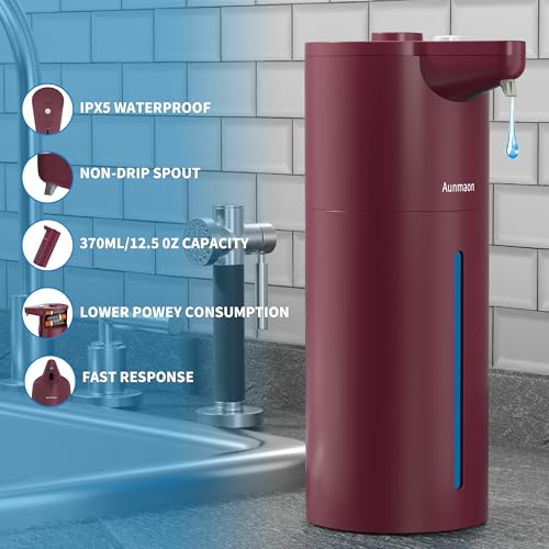 Automatic Soap Dispenser Touchless, Hands-Free, Multi Adjustable Volume, Long Battery Life, Compatible with Thick & Thin Dish/Hand Soap for Bathroom and Kitchen, Easy for Toddlers, Red - color: Matte Red