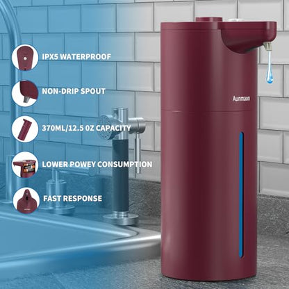 Automatic Soap Dispenser Touchless, Hands-Free, Multi Adjustable Volume, Long Battery Life, Compatible with Thick & Thin Dish/Hand Soap for Bathroom and Kitchen, Easy for Toddlers, Red - color: Matte Red
