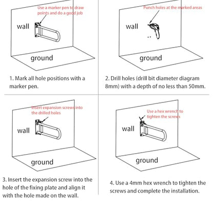 Handicap Bars for Bathroom U Shaped Flip-Up Waterproof | Aluminum Alloy Heavy Duty Rustproof Wall Mount Safety Support Rail Bathroom Aid for Elderly Disabled Pregnant Patient Fall