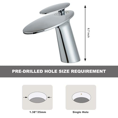 Chrome Waterfall Bathroom Sink Faucet and Pop Up Drain Assembly - color: Chrome, size: Short Body