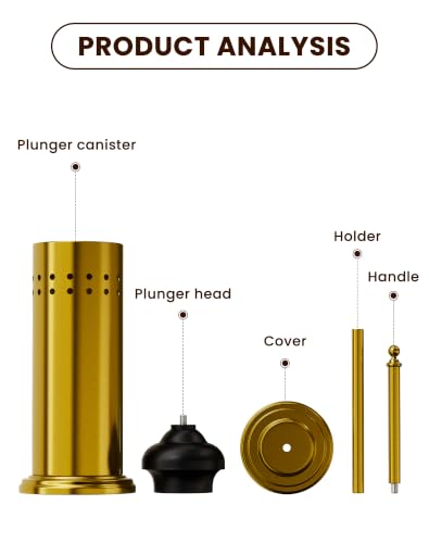 Dowry Toilet Plunger with Holder for Bathroom Gold 18.7In | Hidden Toilet Bowl Cleaners Long Handle with Cover Powerful Force Suction Cup Heavy Duty Deep Cleaning Gold 18.7In - color: Gold