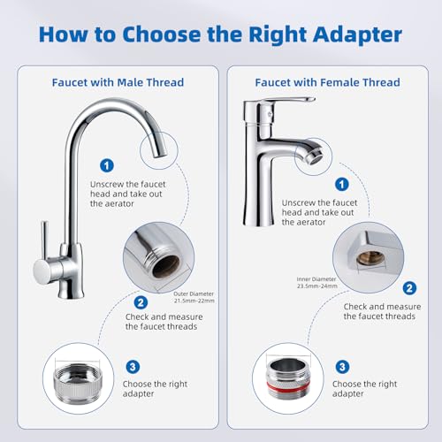 18-PCS Brass Faucet Adapter Kit, Metal Kitchen Sink Faucet Aerator Adapters | Male Female Connectors for Bathroom Removable Aerator Faucets, Garden Hose, RV, 4 PCS Aerator Removal Tools, Easy DIY Install - style: Equipped with 4 Aerator Removal Wrench Too