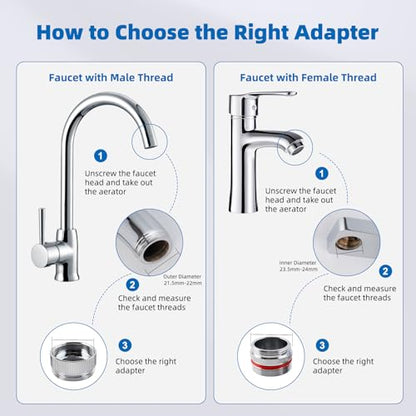 18-PCS Brass Faucet Adapter Kit, Metal Kitchen Sink Faucet Aerator Adapters | Male Female Connectors for Bathroom Removable Aerator Faucets, Garden Hose, RV, 4 PCS Aerator Removal Tools, Easy DIY Install - style: Equipped with 4 Aerator Removal Wrench Too