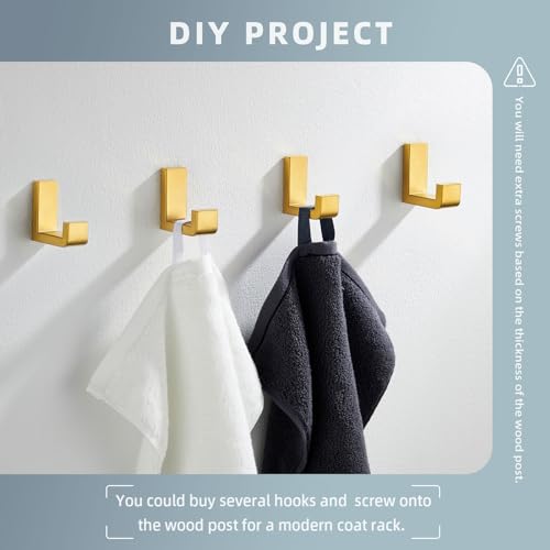 Angle Simple Towel Hooks Brushed Dark Gold, 2 Pack Coat Robe Holder | Solid SUS304 Stainless Steel, Space Saving L Shape Wall Hooks for Bathroom Shower Closet Hallway Kitchen, Screw Mount - color: Brushed Dark Gold, size: 2 Pack