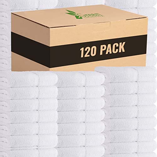 GREEN LIFESTYLE Dobby Border Towel 16x30 100% Ring Spun Cotton Soft and Plush Crisp Highly Absorbent White Hand Towel Ideal for Home, Gym, Spa (Pack of 120) - color: White, size: 96 Pack - 16x30