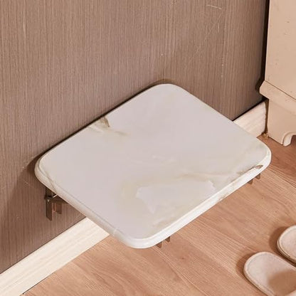 Folding Wall-Mounted Shoe Changing Stool, High-End Entrance Hall Foyer Chair, Invisible Bathroom Folding Stool (White) - color: White