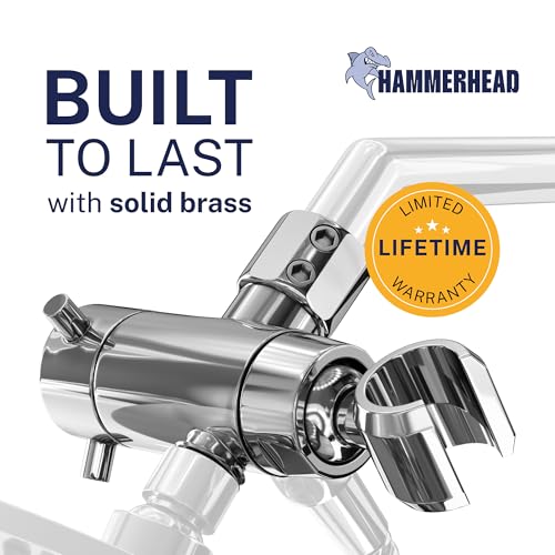 HammerHead Showers Solid Metal 3-Way Shower Diverter Valve with Shower Head Holder, Universal Splitter for Handheld Spray Wand and Rain Showerhead, Chrome - color: Polished Chrome