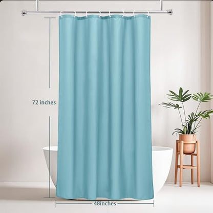 AooHome Stall Size 48x72 inch Shower Liner, Fabric Solid Color Bathroom Curtain with Hooks, Weighted Hem, Water Repellent, Blue - color: Blue, size: 48"W x 72"L (Pack of 1)