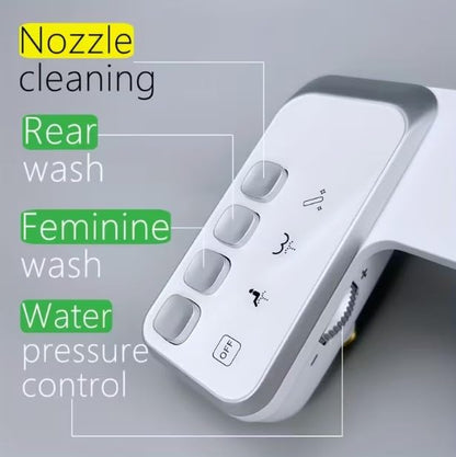 Bidet Attachment – Non-Electric Fresh Water Toilet Bidet with One-Touch Start/Stop Cleaning, Adjustable Water Pressure, Self-Cleaning Front & Rear Nozzles, 5-Min Easy Installation (White)