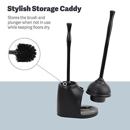 Casabella Bowl Brush & Plunger Combo - Heavy-Duty Toilet Plunger and Cleaning Brush, Ergonomic Handles, Durable Bowl Brush, Tackles Tough Clogs, Discreet Storage - size: (Pack of 1)