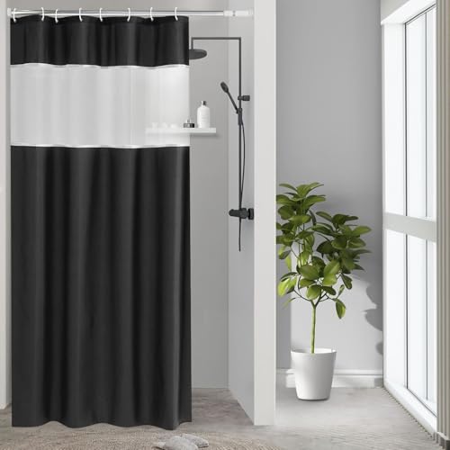 UFRIDAY Shower Curtain Black and White, Modern Fabric Shower Curtain 48 x 72 Inch Fabric Shower Curtain for Bathroom and Bathtubs,Machine Washable, Hotel Quality - color: Black, size: 48"W x 72"L (Pack of 1)