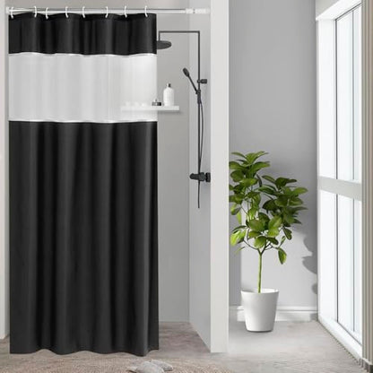 UFRIDAY Shower Curtain Black and White, Modern Fabric Shower Curtain 48 x 72 Inch Fabric Shower Curtain for Bathroom and Bathtubs,Machine Washable, Hotel Quality - color: Black, size: 48"W x 72"L (Pack of 1)
