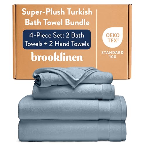 Brooklinen 100% Turkish Cotton Bath Towels Spa-Quality Cotton, Quick-Dry - Storm - color: Storm Blue, size: Bath Towel & Hand Towel Set