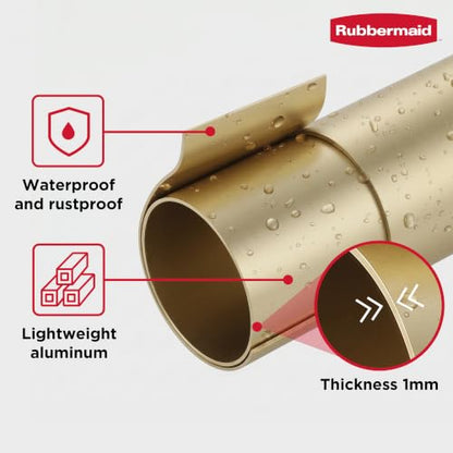 Rubbermaid Curved Shower Curtain Rod, No Drill, 50-72 Inches Adjustable Tension Shower Rod for Bathroom, Non-Slip, No Rust, Gold - color: Gold