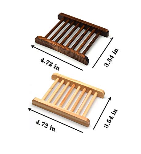 Ru S 10 Piece Home Bamboo Wood Soap Holder, Bathroom Wooden Soap Case, Hand Craft Bathtub Shower Dish Accessories (Charcoal and Wooden) - color: Charcoal and Wooden-10 Pcs