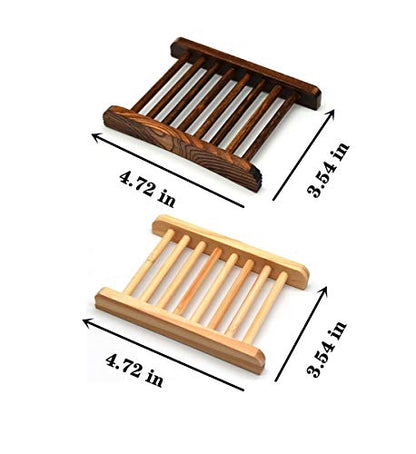 Ru S 10 Piece Home Bamboo Wood Soap Holder, Bathroom Wooden Soap Case, Hand Craft Bathtub Shower Dish Accessories (Charcoal and Wooden) - color: Charcoal and Wooden-10 Pcs