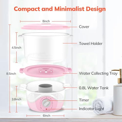 TASALON Pink Hot Towel Steamer for Facials, 5-Min Quick Heating Towel Warmer Machine, Portable Spa Salon Equipment with Aromatherapy for Massage - size: S Size