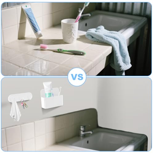 Magnetic Wall-Mounted Toothbrush Holder with Magnetic Hooks for Cruise ，Cruise Ship Essentials 2025- No Drilling Needed for Royal Caribbean & Alaska Cruise Ships, Caribbean Royal Must-Haves（White） - color: White