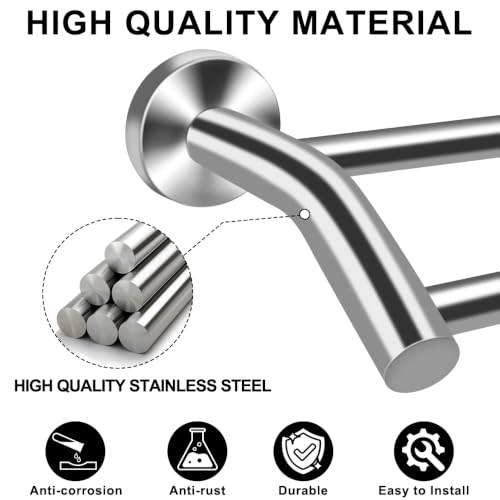 MGahyi Silver Telescopic Double Towel Bar Wall Mount 14.5-24.8Inch | Rustproof Towel Rack with Widened Spacing, Scratch-resistant & Durable for Bathroom Kitchen RV - color: Silver