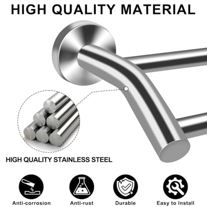 MGahyi Silver Telescopic Double Towel Bar Wall Mount 14.5-24.8Inch | Rustproof Towel Rack with Widened Spacing, Scratch-resistant & Durable for Bathroom Kitchen RV - color: Silver