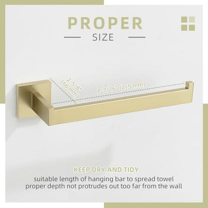Angle Simple Hand Towel Holder Brushed Gold, Bathroom Towel Bar Wall Mount | Light Gold Tone, 10.24 Inches, Solid SUS304 Stainless Steel, Handy Open Sided Design for Laundry Kitchen Shower Vanity Sink - color: Brushed Gold