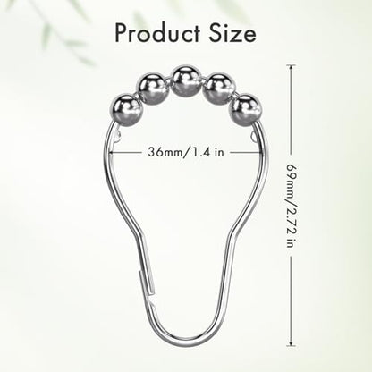 Shower Curtain Rings, Rust-Resistant Metal Shower Hooks Ring Shower Rings for Curtain Rolling Shower Curtain Hooks for Bathroom Shower Rod Shower Curtain Hangers, Set of 12, Chrome - color: Chrome