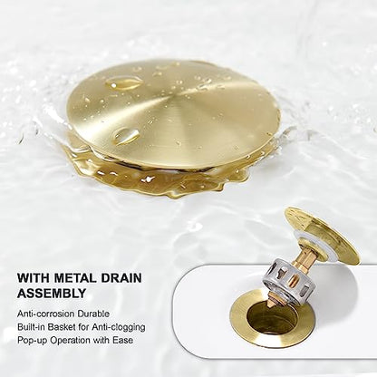 GAGALIFE 8 Inch Waterfall Bathroom Faucets 3 Hole - Brushed Gold Widespread Bathroom Faucet with Pop-up Drain, Two Handles Bathroom Sink Faucet, Modern Vanity Sink faucets with Supply Lines - color: Gold, style: With Drain